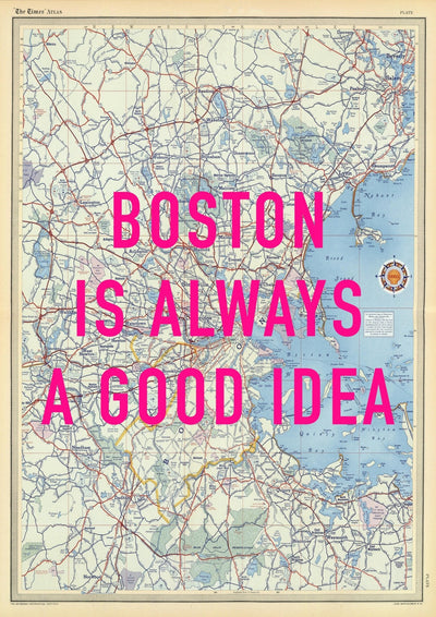 Boston Retro Pop Art Map Print