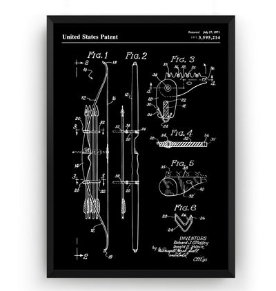 Bow and Arrow Magazine Quiver 1971 Patent Print - Magic Posters