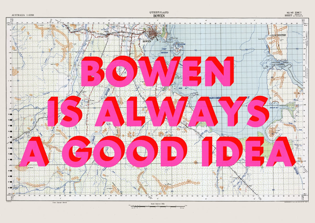 Bowen Retro Pop Art Map Print (landscape) - Magic Posters