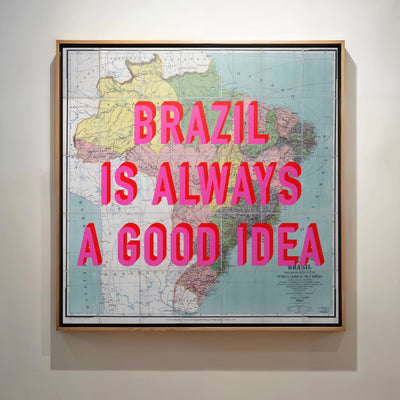 Brazil Retro Pop Art Map Print (Square) - Magic Posters