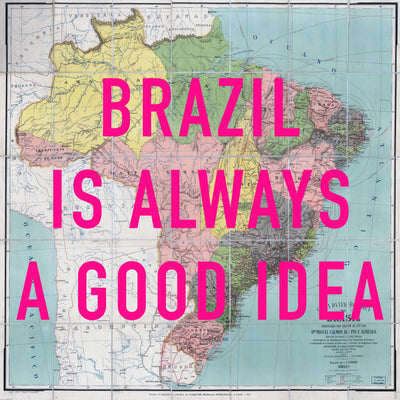 Brazil Retro Pop Art Map Print (Square)