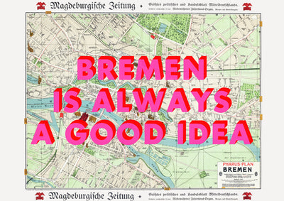 Bremen Retro Pop Art Map Print (landscape) - Magic Posters