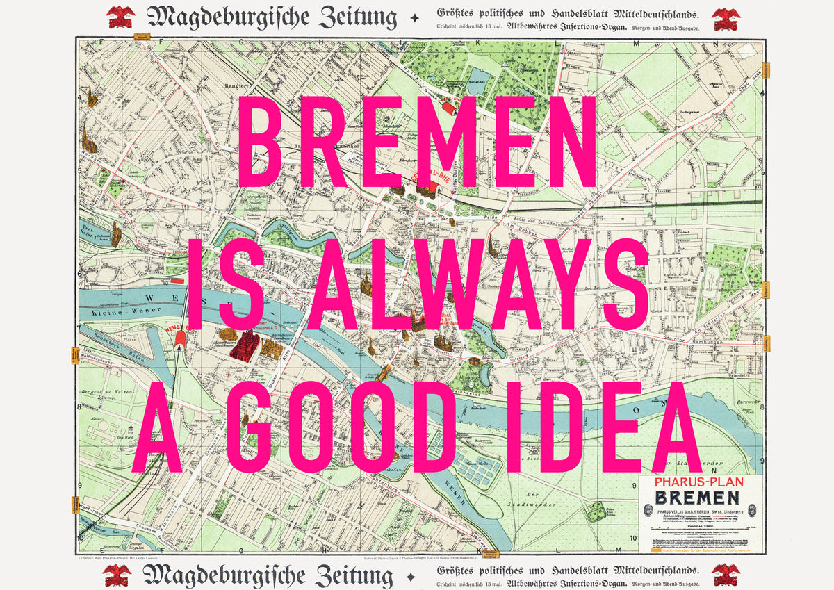 Bremen Retro Pop Art Map Print (landscape) - Magic Posters