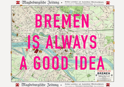 Bremen Retro Pop Art Map Print (landscape) - Magic Posters