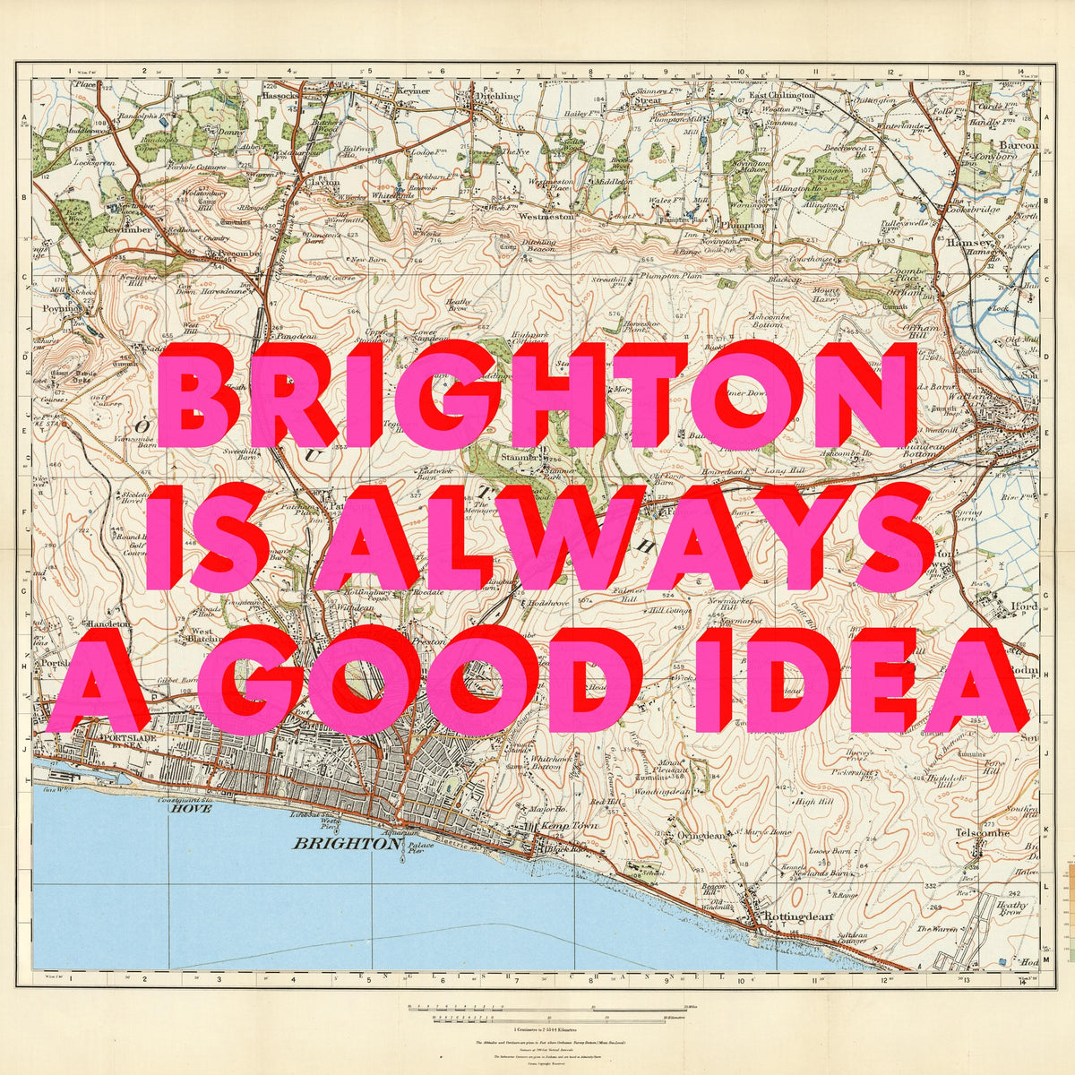 Brighton Retro Pop Art Map Print