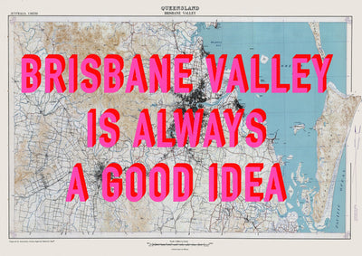 Brisbane Valley Retro Pop Art Map Print (landscape) - Magic Posters