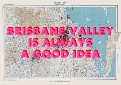 Brisbane Valley Retro Pop Art Map Print (landscape) - Magic Posters