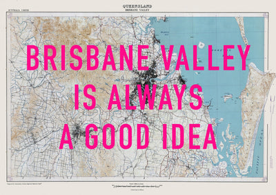 Brisbane Valley Retro Pop Art Map Print (landscape) - Magic Posters