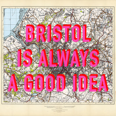 Bristol Retro Pop Art Map Print (Square)