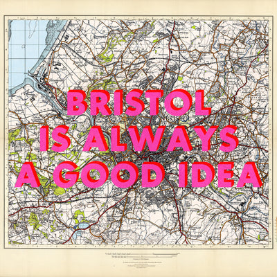 Bristol Retro Pop Art Map Print (Square)