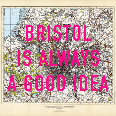 Bristol Retro Pop Art Map Print (Square)
