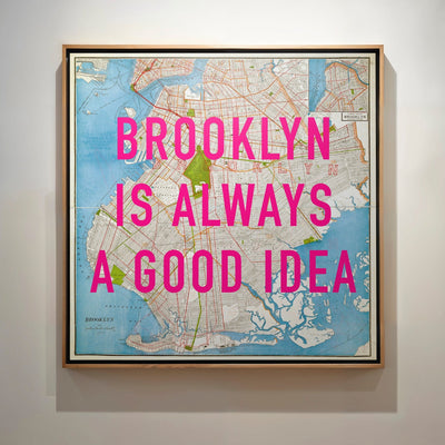 Brooklyn - New York Retro Pop Art Map Print (Square) - Magic Posters