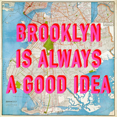 Brooklyn - New York Retro Pop Art Map Print (Square)
