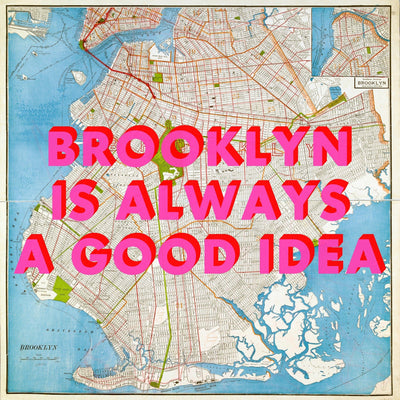 Brooklyn - New York Retro Pop Art Map Print (Square)