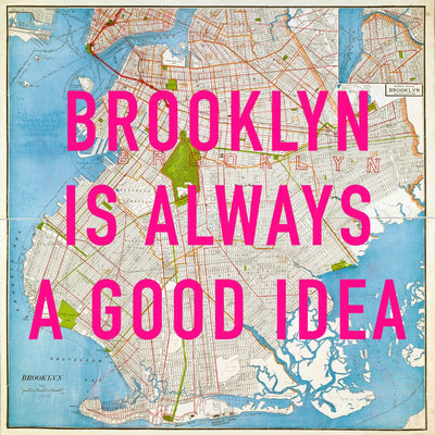 Brooklyn - New York Retro Pop Art Map Print (Square)