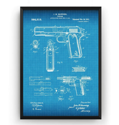 Browning 1911 Handgun Patent Print - Magic Posters