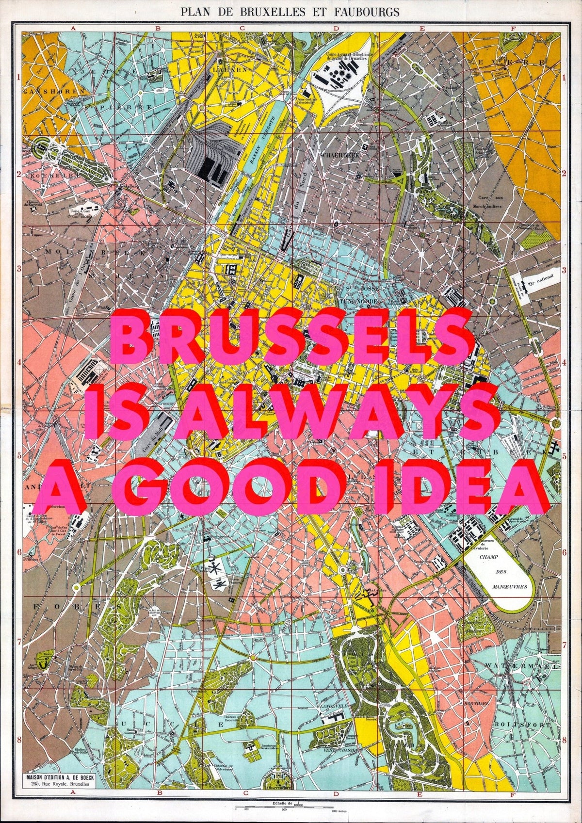 Brussels Retro Pop Art Map Print (portrait)