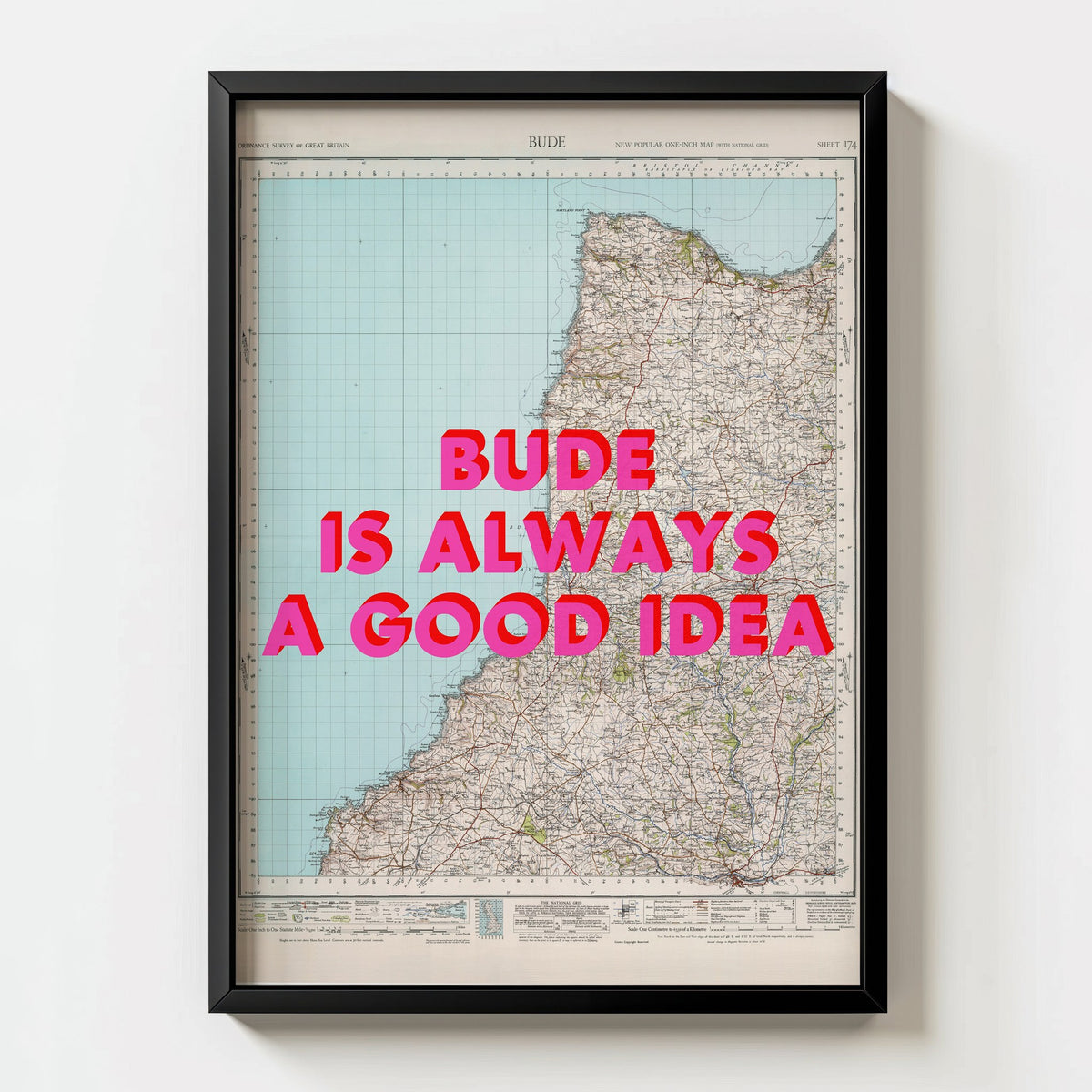 Bude Retro Pop Art Map Print (portrait) - Magic Posters
