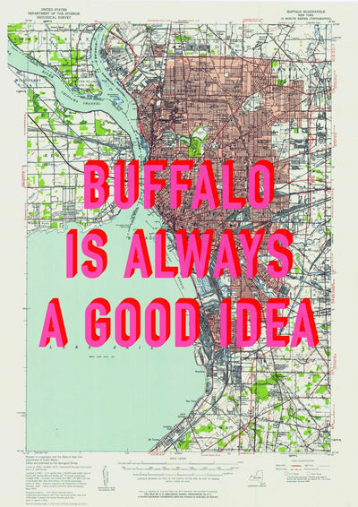 Buffalo Retro Pop Art Map Print (portrait) - Magic Posters