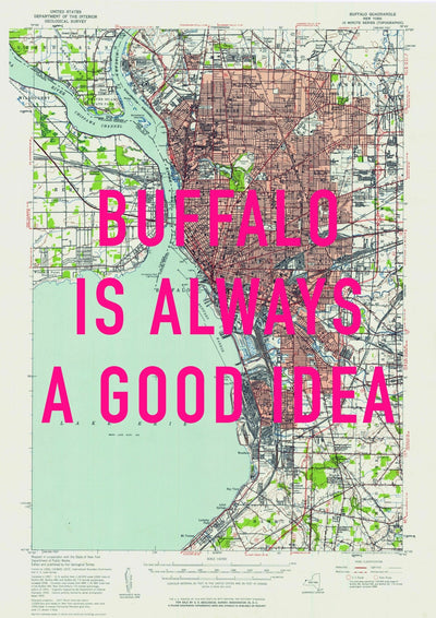 Buffalo Retro Pop Art Map Print (portrait) - Magic Posters