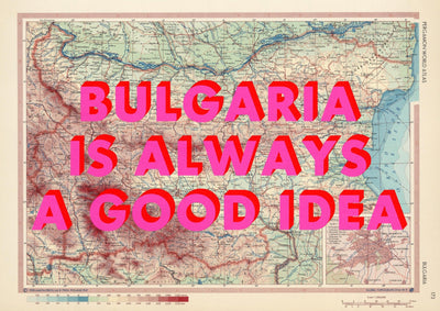 Bulgaria Retro Pop Art Map Print (landscape)