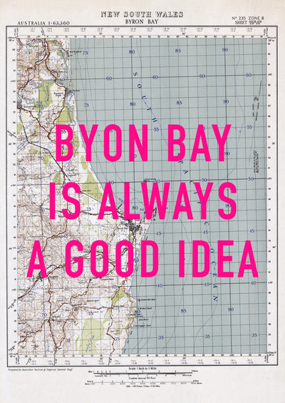 Byron Bay Retro Pop Art Map Print (portrait) - Magic Posters
