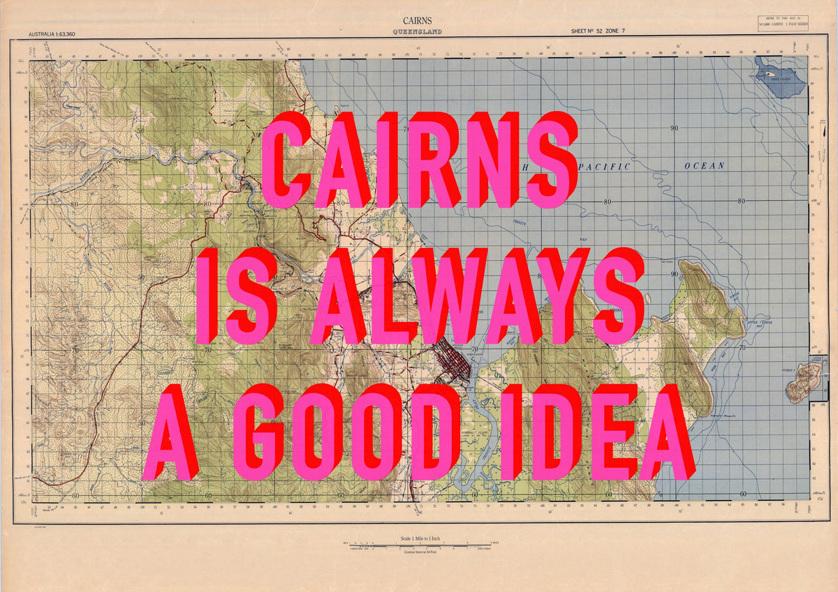 Cairns Retro Pop Art Map Print (landscape) - Magic Posters