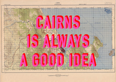 Cairns Retro Pop Art Map Print (landscape) - Magic Posters