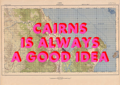 Cairns Retro Pop Art Map Print (landscape) - Magic Posters