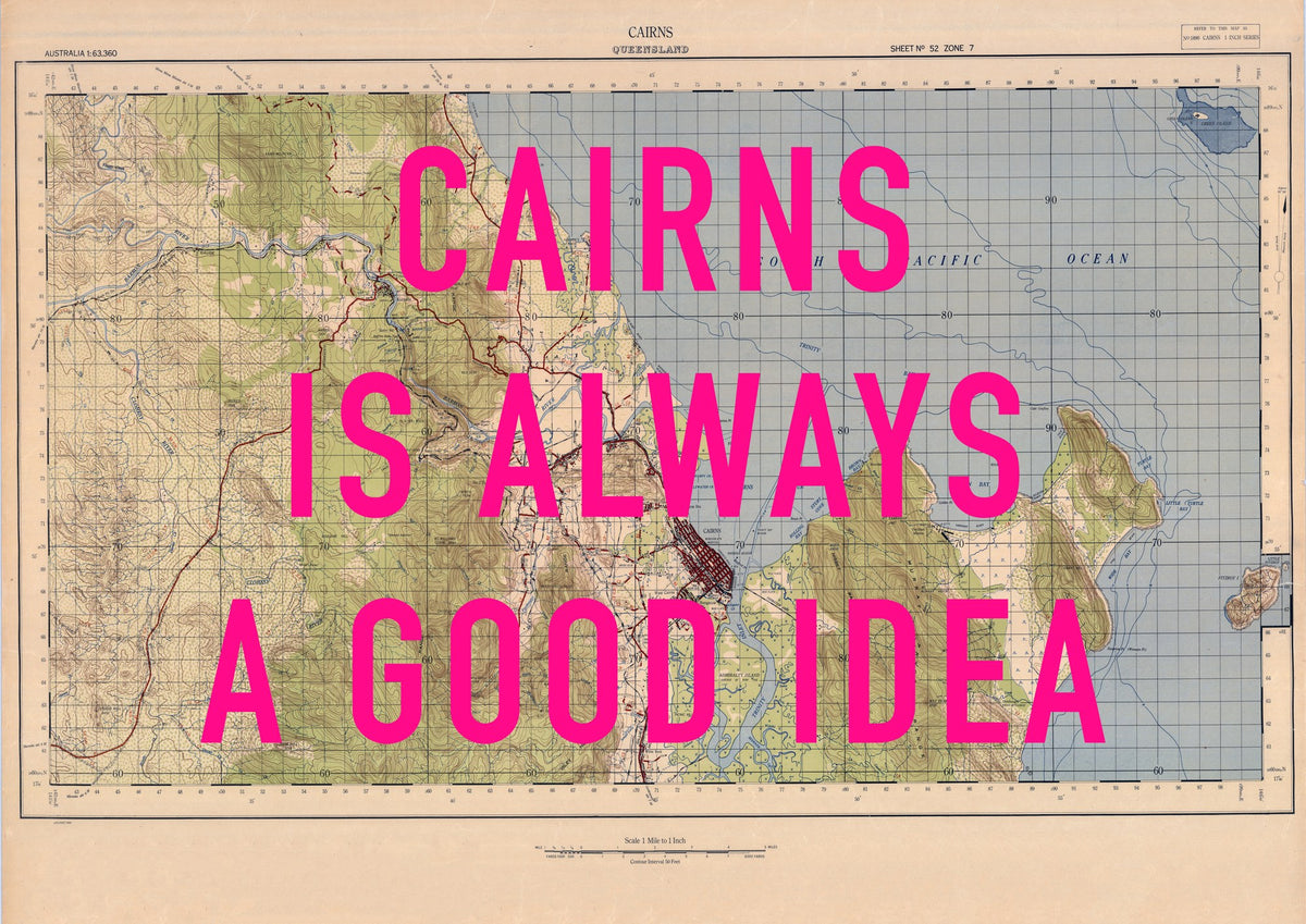 Cairns Retro Pop Art Map Print (landscape) - Magic Posters