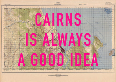 Cairns Retro Pop Art Map Print (landscape) - Magic Posters