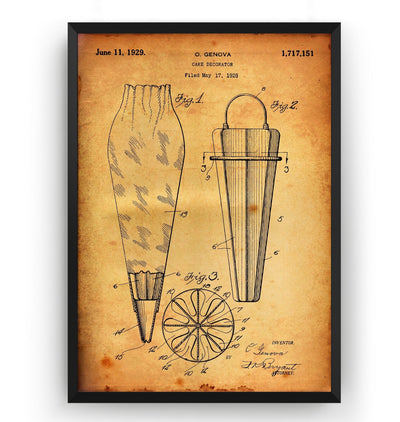 Cake Piping Bag 1928 Patent Print - Magic Posters