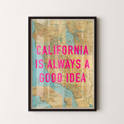 California Retro Pop Art Map Print - Magic Posters