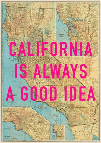 California Retro Pop Art Map Print
