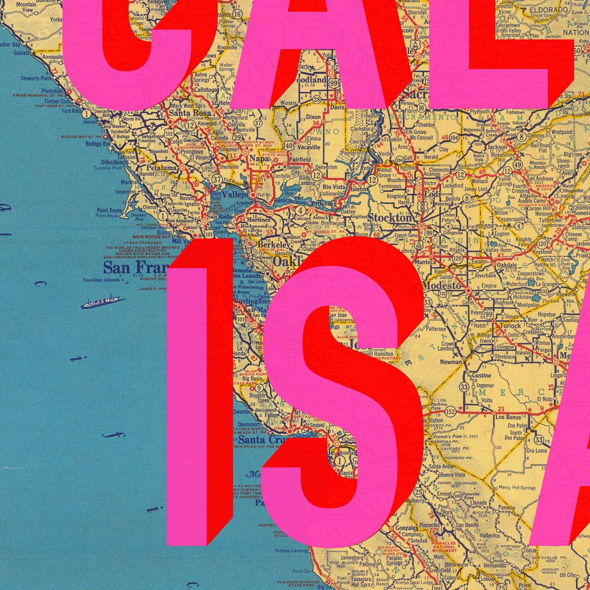 California Retro Pop Art Map Print