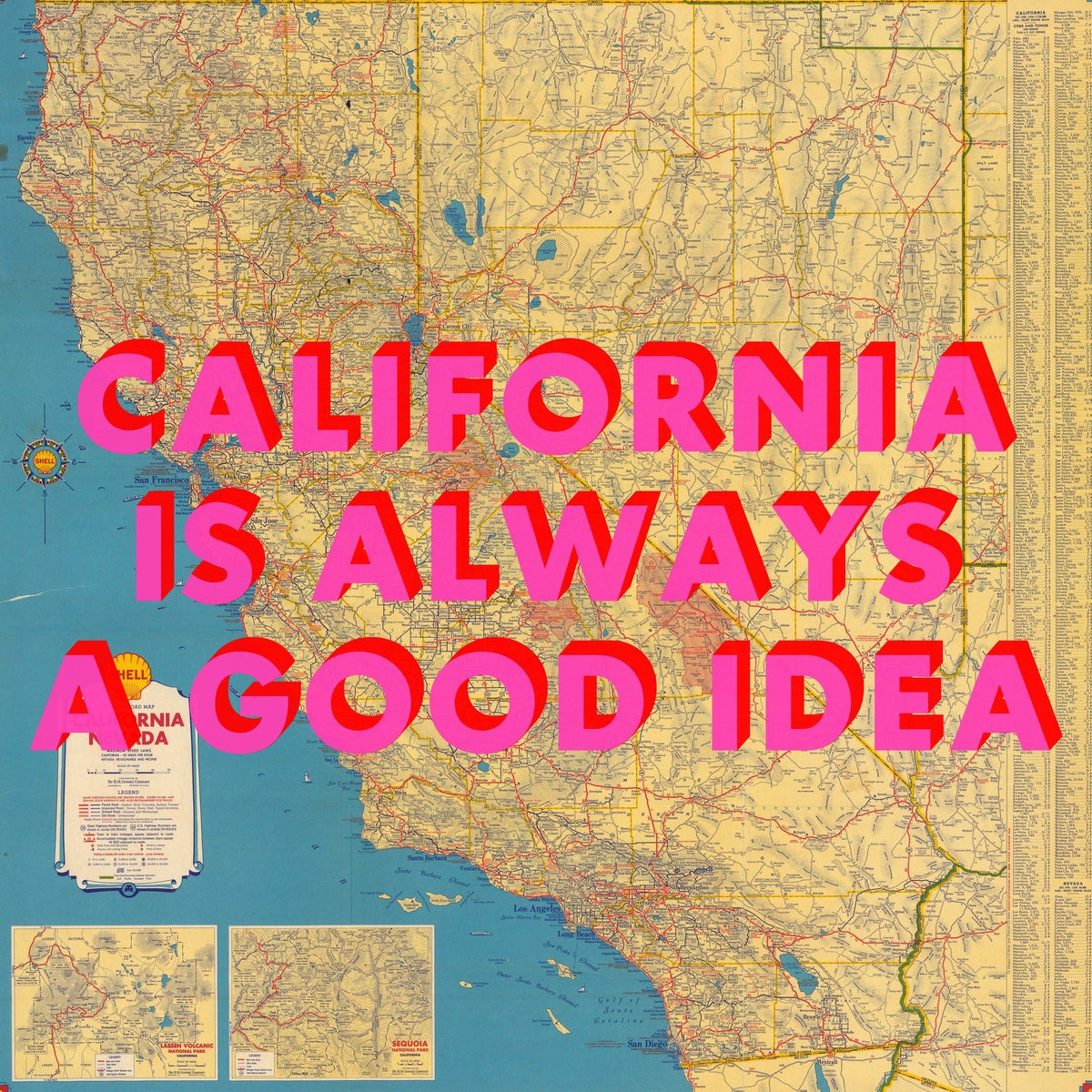 California Retro Pop Art Map Print