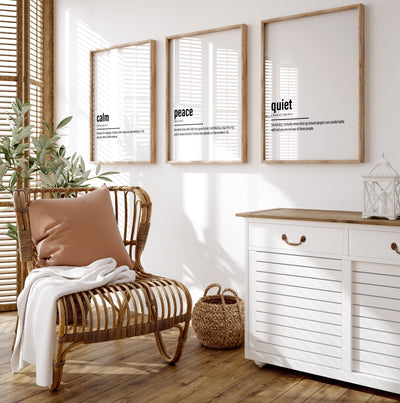 Calm, Peace, Quiet Set Of 3 Definition Prints - Magic Posters