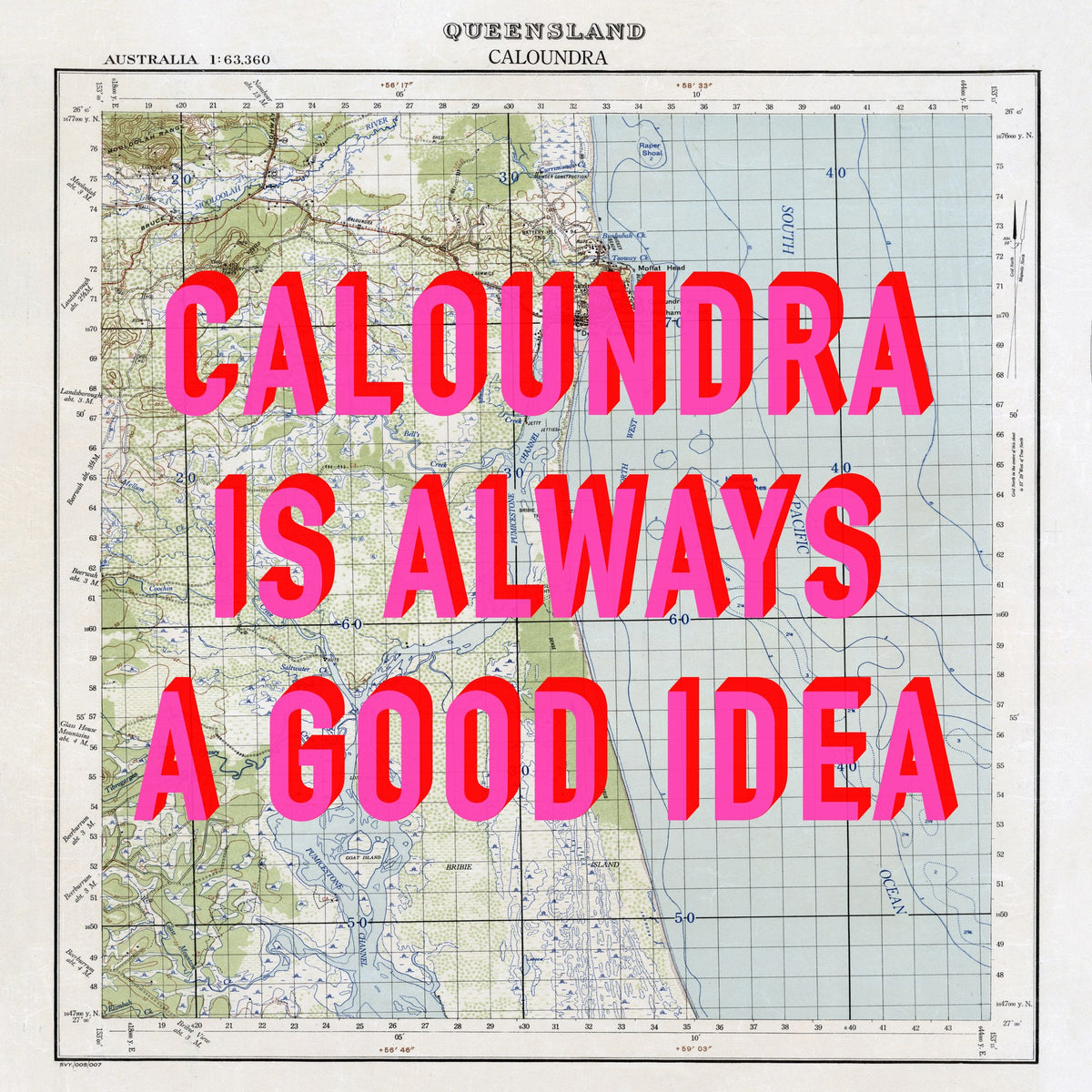 Caloundra Retro Pop Art Map Print (square) - Magic Posters