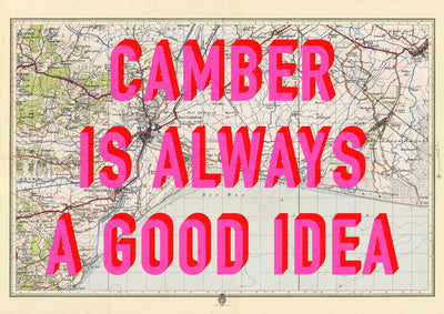 Camber Sands Retro Pop Art Map Print (landscape)