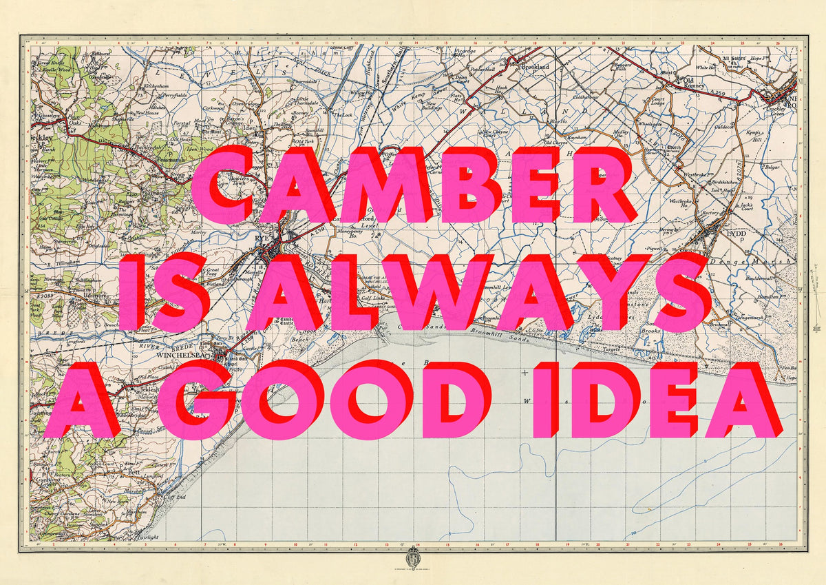 Camber Sands Retro Pop Art Map Print (landscape)