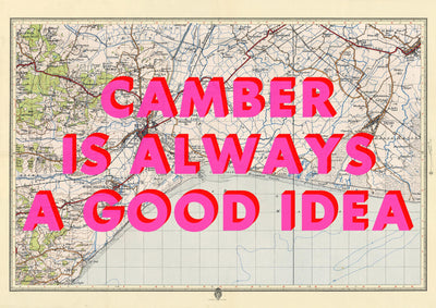 Camber Sands Retro Pop Art Map Print (landscape)