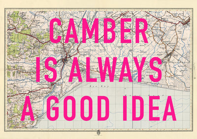 Camber Sands Retro Pop Art Map Print (landscape)