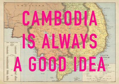 Cambodia Retro Pop Art Map Print (landscape)