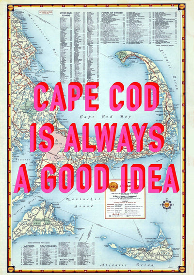 Cape Cod Retro Pop Art Map Print (portrait)