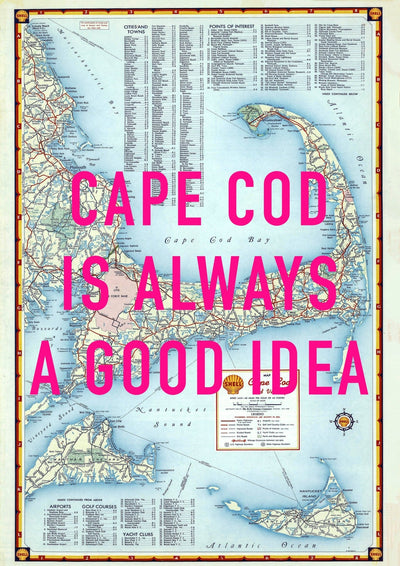 Cape Cod Retro Pop Art Map Print (portrait)
