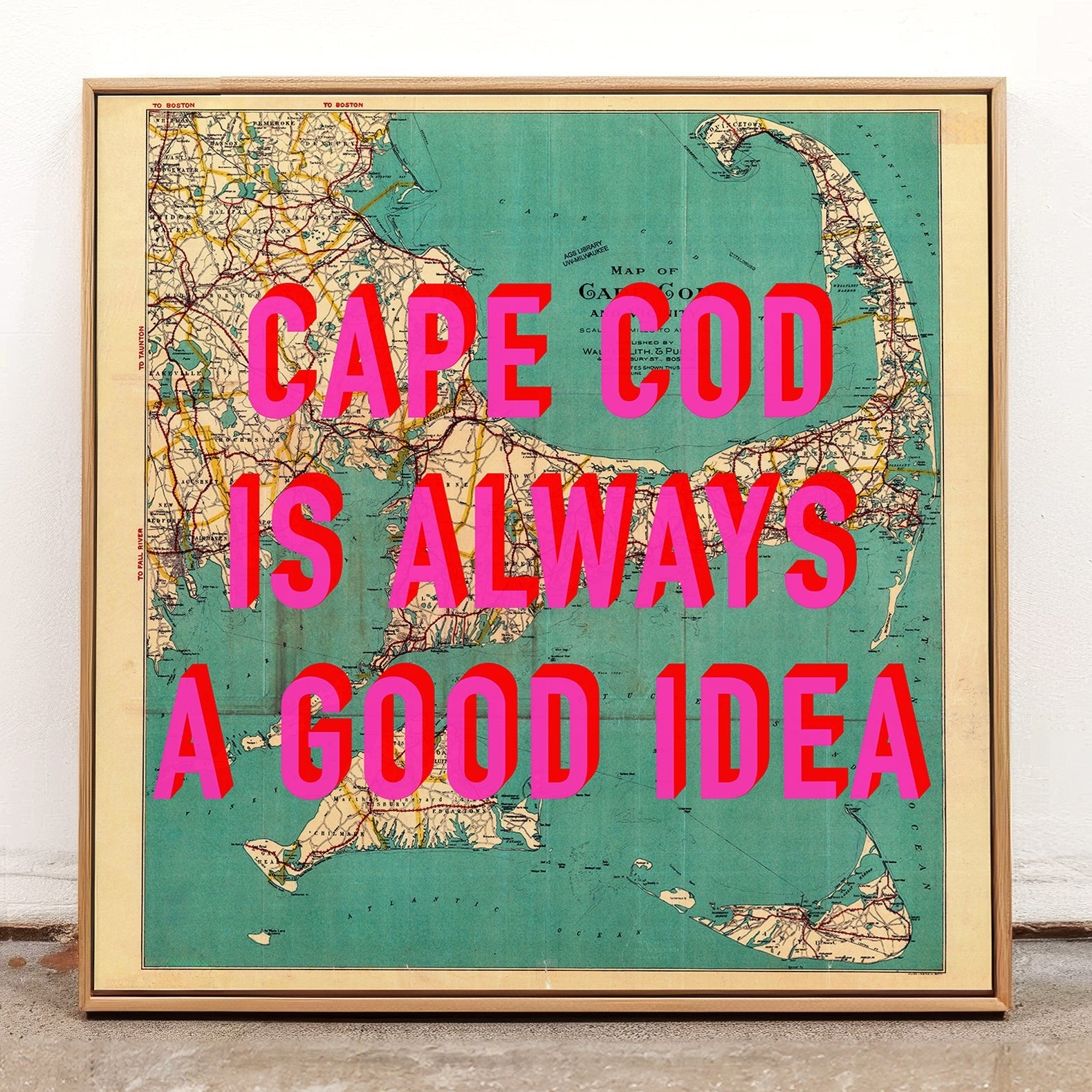 Cape Cod Retro Pop Art Map Print (Square) - Magic Posters