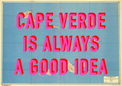 Cape Verde Retro Pop Art Map Print (Landscape)