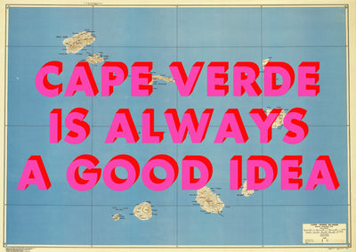 Cape Verde Retro Pop Art Map Print (Landscape)