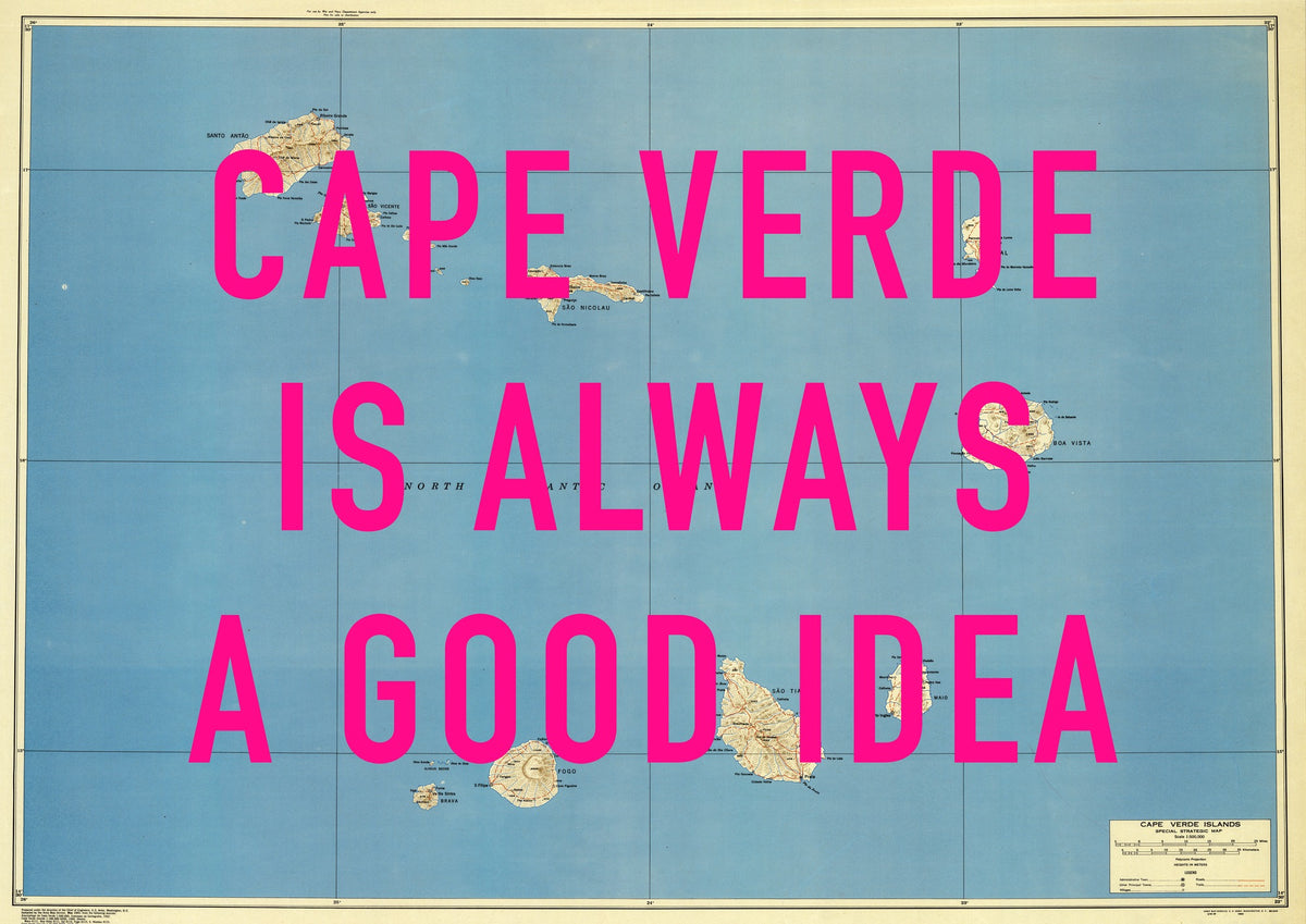 Cape Verde Retro Pop Art Map Print (Landscape)