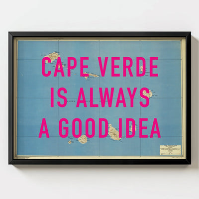 Cape Verde Retro Pop Art Map Print (Landscape) - black frame mockup - Magic Posters
